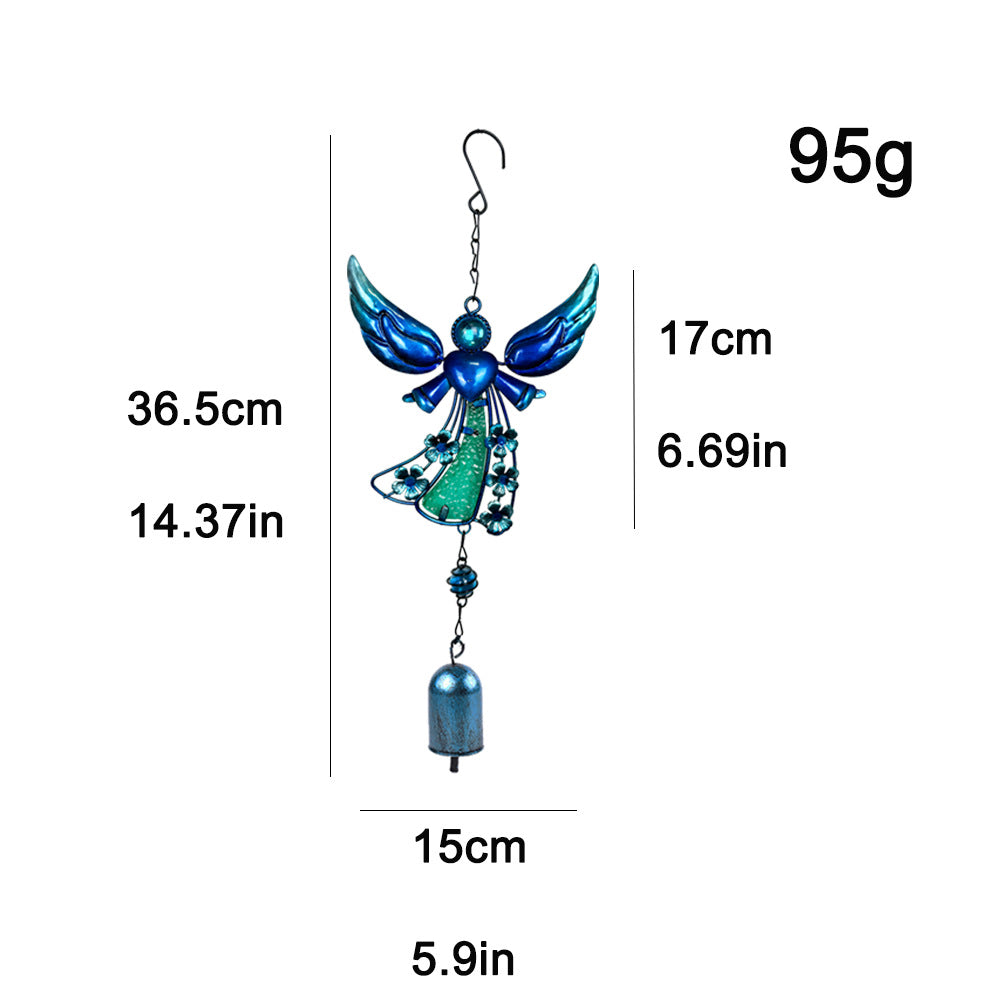 Wholesale Angel Wrought Iron Metal Glass Painted Wind Chime
